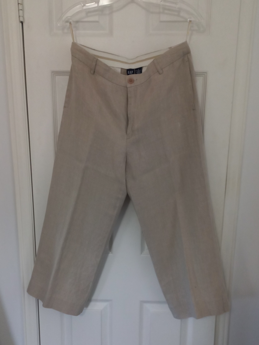 GAP Women's Beige Cropped Wide Leg Linen Pants